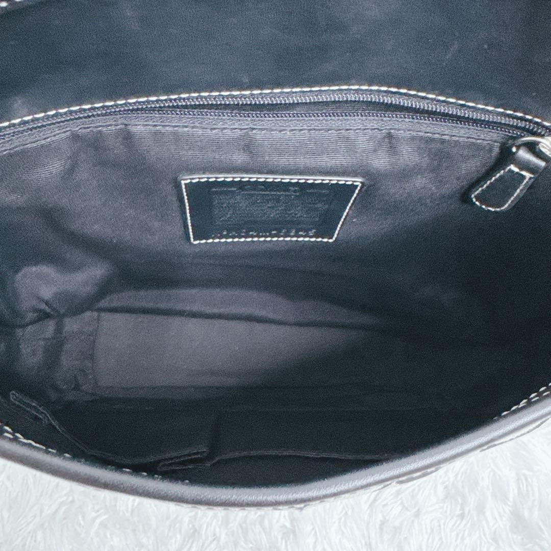 COACH Shoulder Bag Purse Signature 6845 Canvas Leather Gray Black Authentic