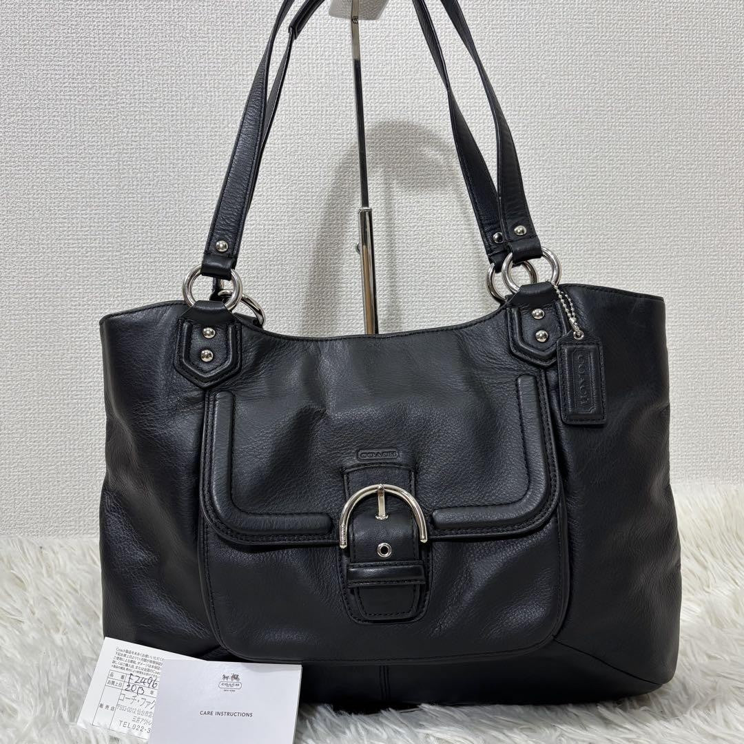 COACH Hand Bag Tote Purse Leather Black Authentic