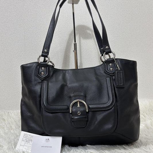 COACH Hand Bag Tote Purse Leather Black Authentic