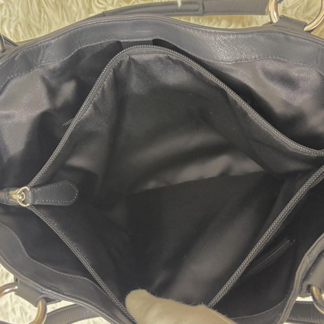 COACH Hand Bag Tote Purse Leather Black Authentic