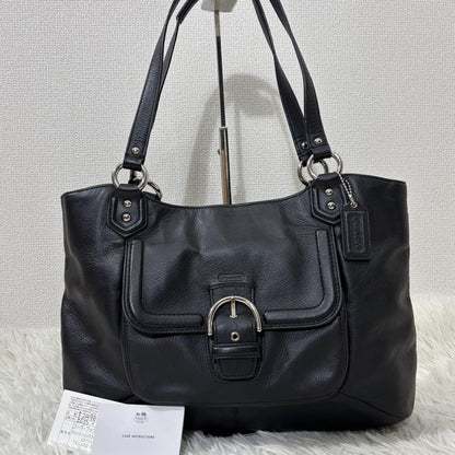 COACH Hand Bag Tote Purse Leather Black Authentic