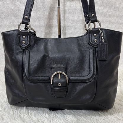COACH Hand Bag Tote Purse Leather Black Authentic