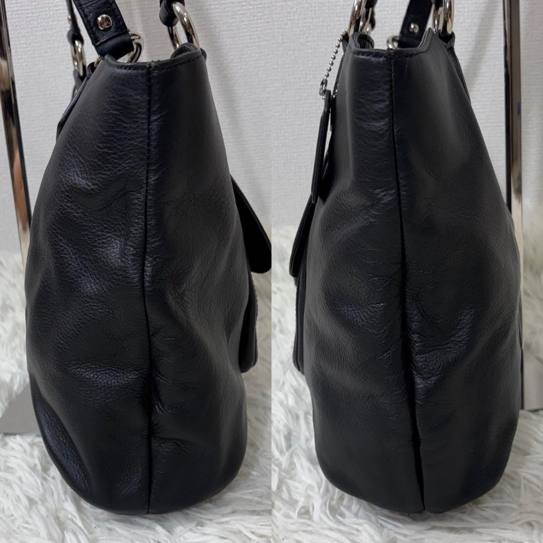 COACH Hand Bag Tote Purse Leather Black Authentic