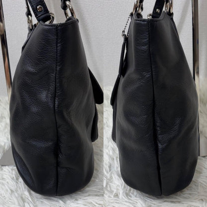 COACH Hand Bag Tote Purse Leather Black Authentic