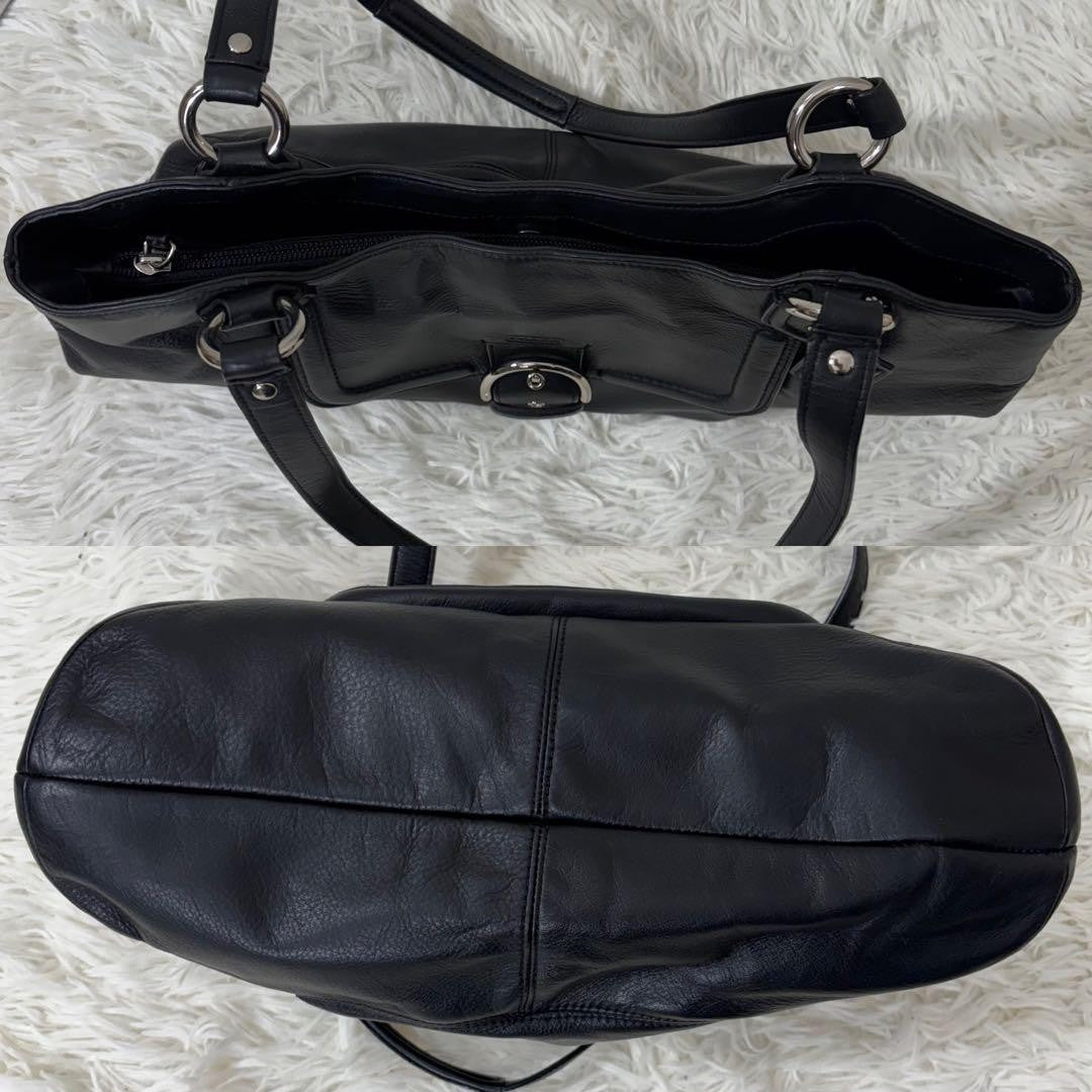 COACH Hand Bag Tote Purse Leather Black Authentic