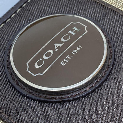 COACH Shoulder Bag Purse Signature Canvas Leather Brown Authentic
