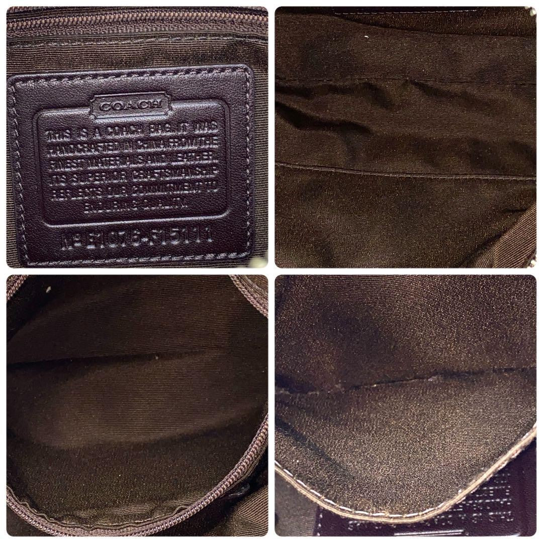 COACH Shoulder Bag Purse Signature Canvas Leather Brown Authentic
