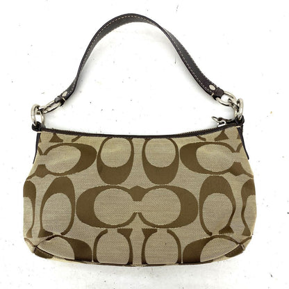 COACH Shoulder Bag Purse Signature Canvas Leather Brown Authentic