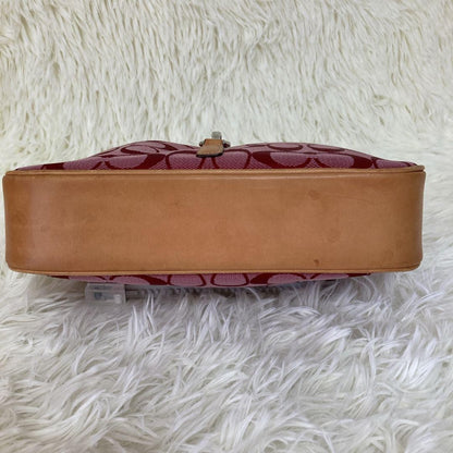 COACH Shoulder Bag Purse Signature 6091 Canvas Leather Red Authentic
