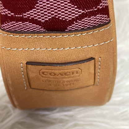 COACH Shoulder Bag Purse Signature 6091 Canvas Leather Red Authentic