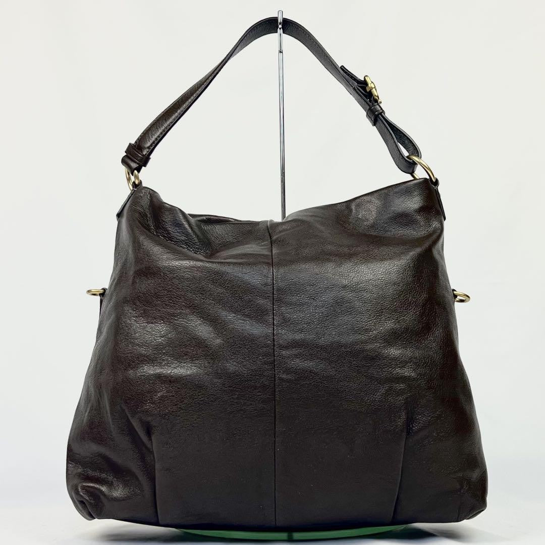 COACH Hand Shoulder Bag Tote Purse 2way Leather Dark Brown Authentic
