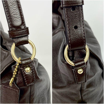 COACH Hand Shoulder Bag Tote Purse 2way Leather Dark Brown Authentic
