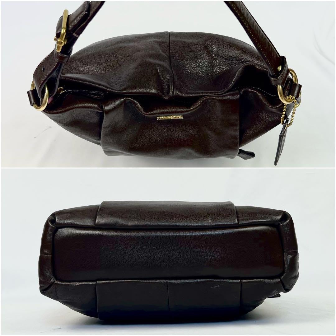 COACH Hand Shoulder Bag Tote Purse 2way Leather Dark Brown Authentic