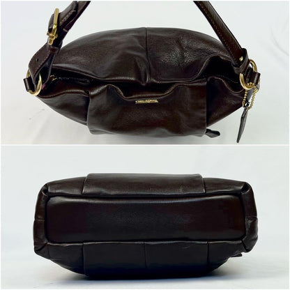 COACH Hand Shoulder Bag Tote Purse 2way Leather Dark Brown Authentic
