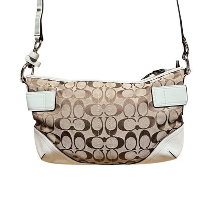 COACH Shoulder Bag Purse 2way Soho Signature 7077 Canvas Beige Authentic