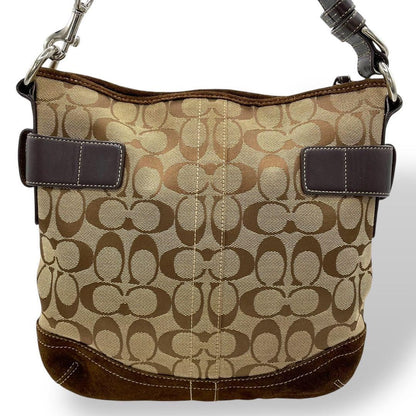 COACH Shoulder Bag Purse Signature Canvas Leather Brown Authentic