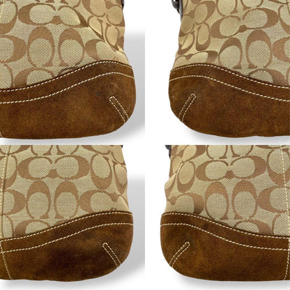 COACH Shoulder Bag Purse Signature Canvas Leather Brown Authentic