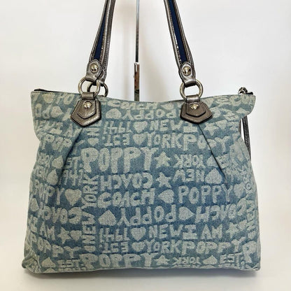 COACH Hand Bag Tote Purse 16988 Denim Blue Authentic
