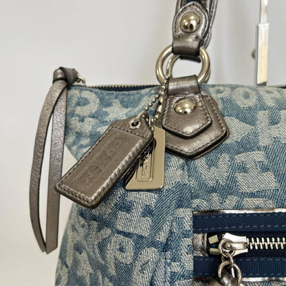 COACH Hand Bag Tote Purse 16988 Denim Blue Authentic
