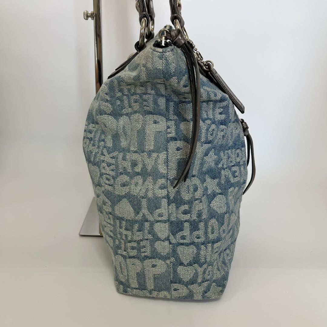 COACH Hand Bag Tote Purse 16988 Denim Blue Authentic