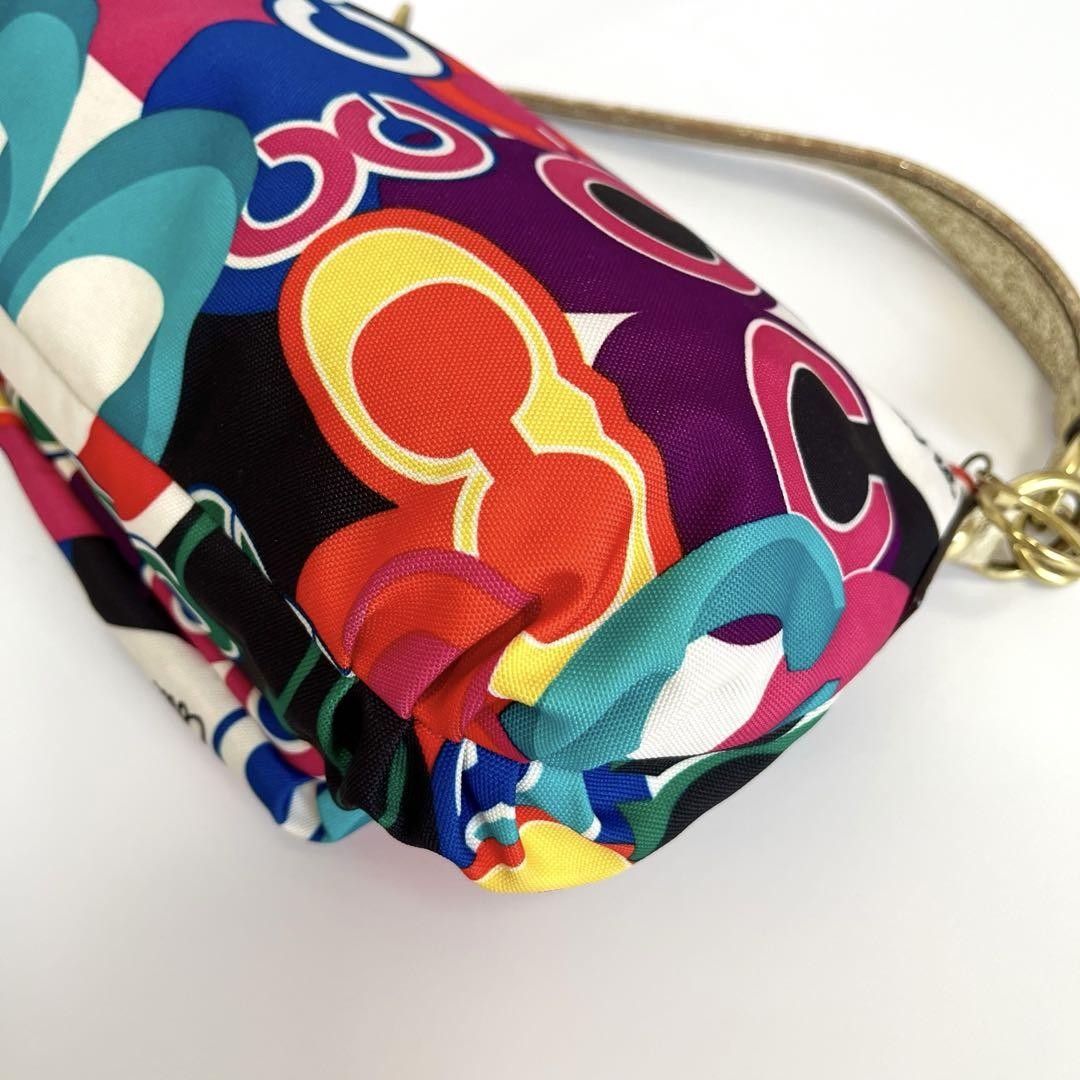 COACH Shoulder Bag Purse 2way POPPY 13834 Canvas Leather Multicolor Authentic