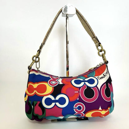 COACH Shoulder Bag Purse 2way POPPY 13834 Canvas Leather Multicolor Authentic