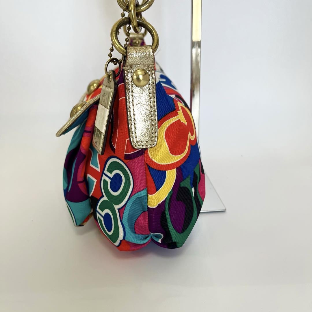 COACH Shoulder Bag Purse 2way POPPY 13834 Canvas Leather Multicolor Authentic