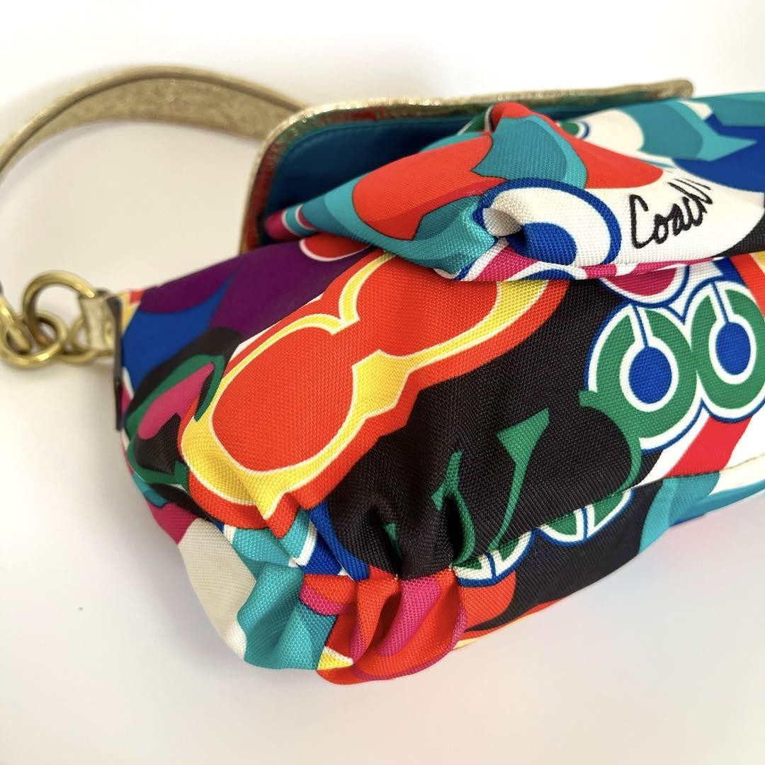 COACH Shoulder Bag Purse 2way POPPY 13834 Canvas Leather Multicolor Authentic