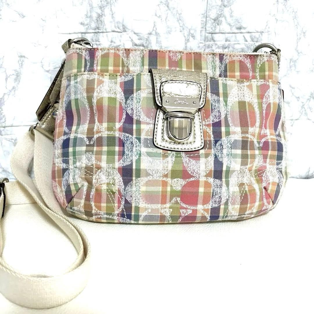 COACH Shoulder Bag Purse Poppy Multicolor Authentic