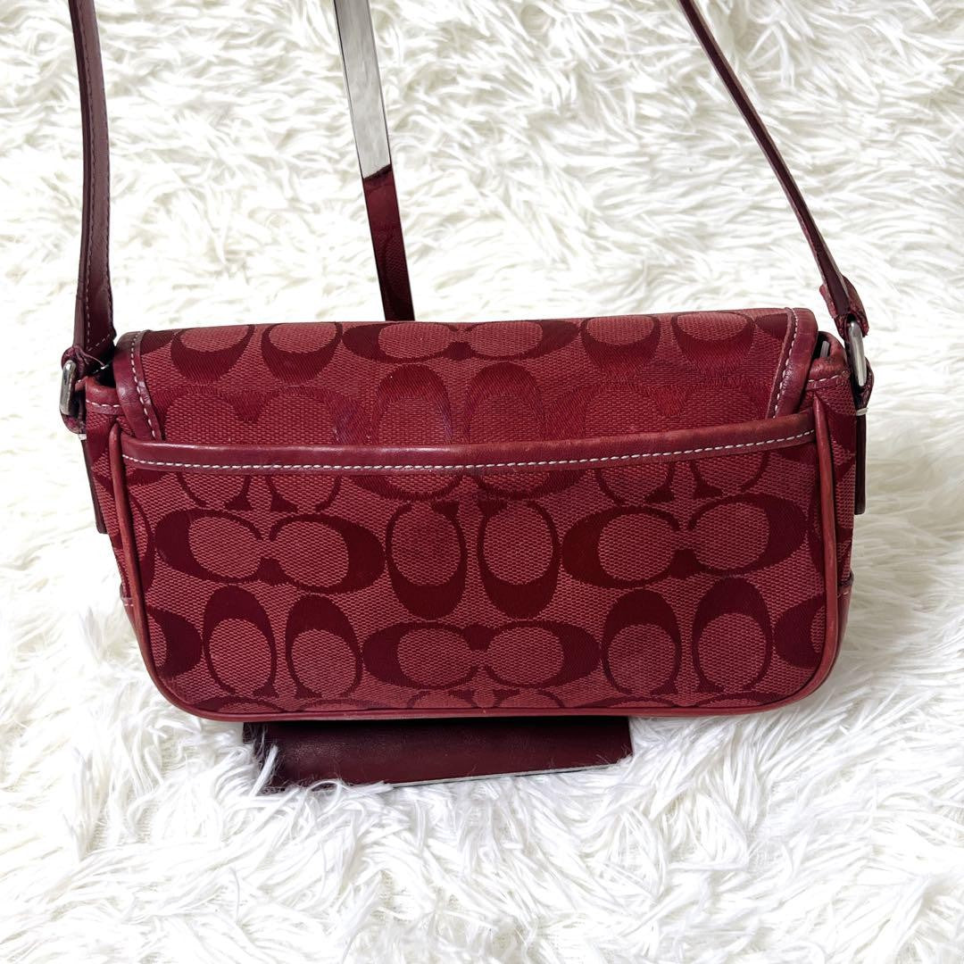COACH Accessory Pouch Shoulder Bag Purse Signature Red Authentic