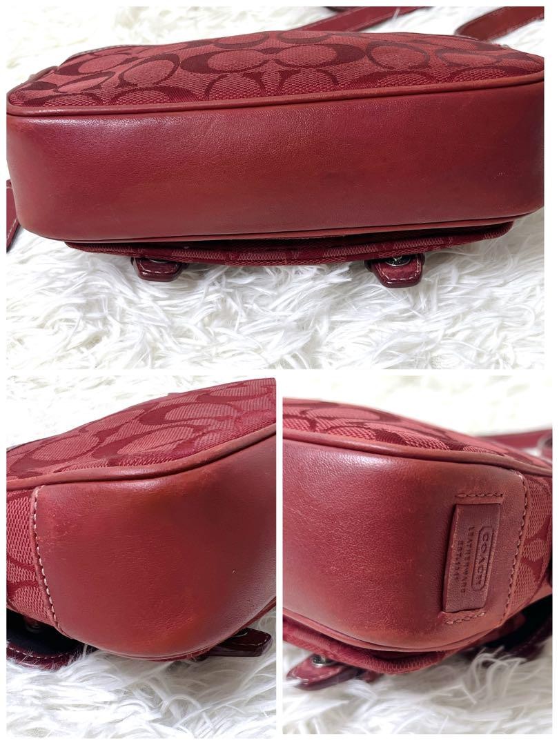 COACH Accessory Pouch Shoulder Bag Purse Signature Red Authentic