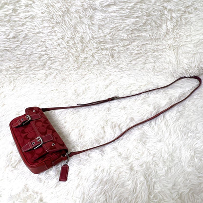 COACH Accessory Pouch Shoulder Bag Purse Signature Red Authentic