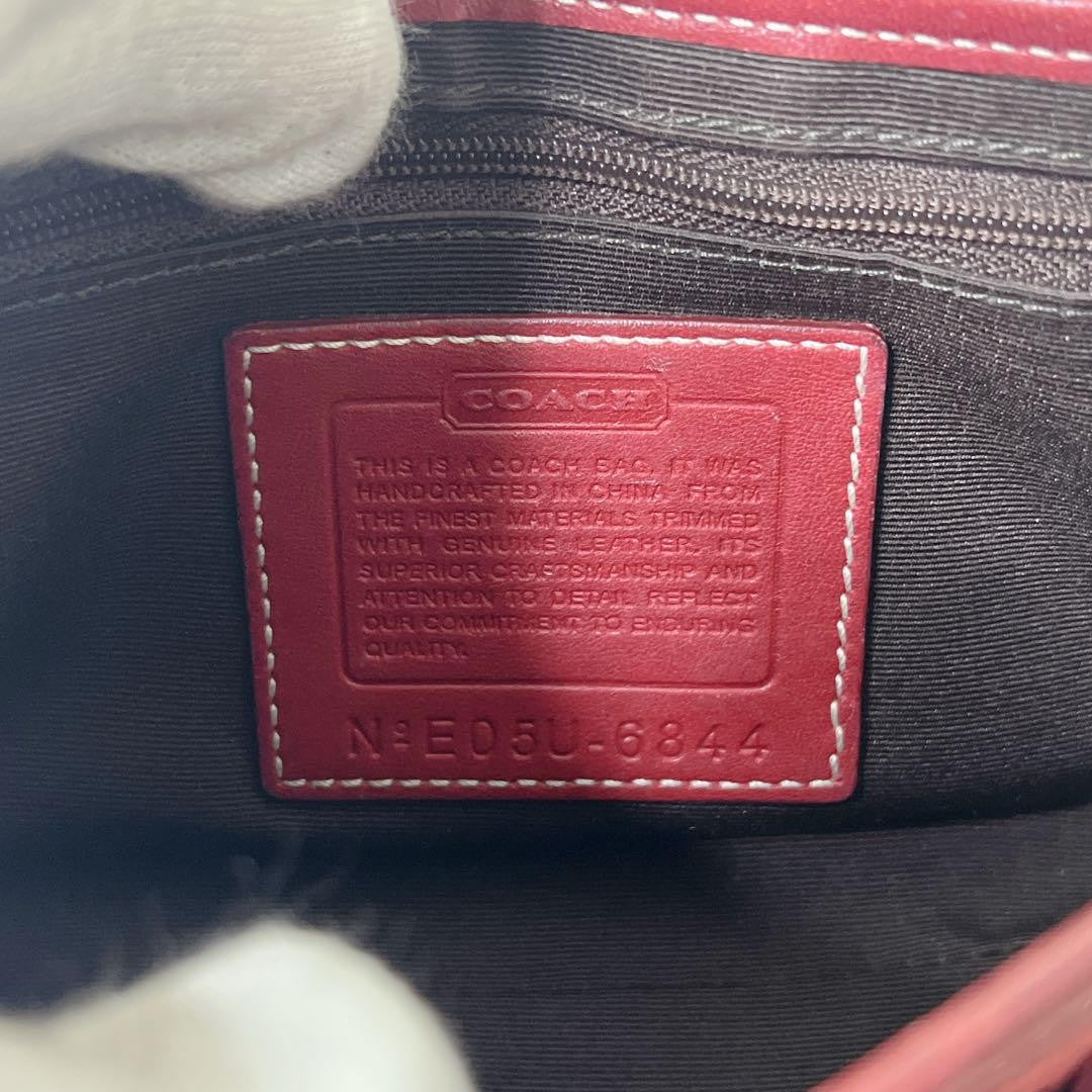 COACH Accessory Pouch Shoulder Bag Purse Signature Red Authentic