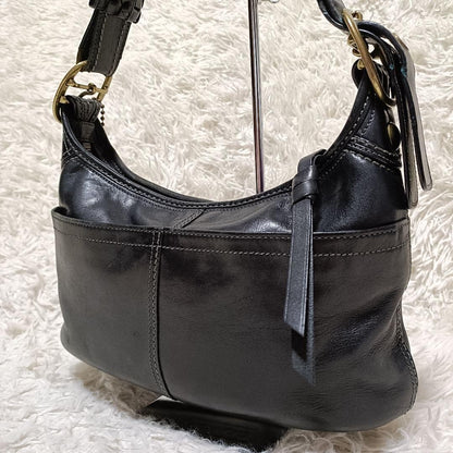 COACH Shoulder Bag Purse Leather Black Authentic