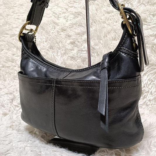 COACH Shoulder Bag Purse Leather Black Authentic