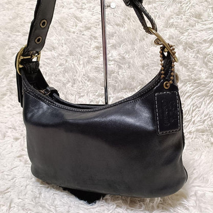 COACH Shoulder Bag Purse Leather Black Authentic