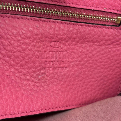 Valentino Hand Shoulder Bag Tote Purse 2way Studs Leather Pink Authentic