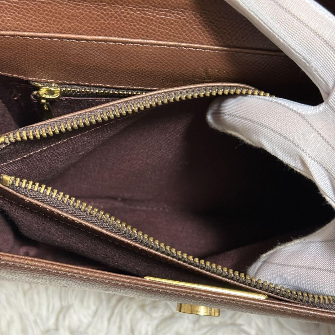 Valentino Garavani Hand Shoulder Bag Tote Purse 2way Logo Leather Brown Auth