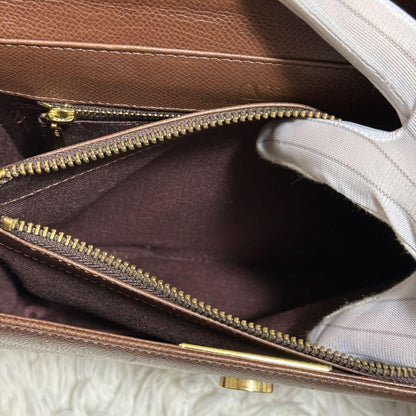 Valentino Garavani Hand Shoulder Bag Tote Purse 2way Logo Leather Brown Auth