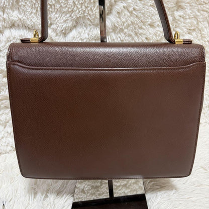 Valentino Garavani Hand Shoulder Bag Tote Purse 2way Logo Leather Brown Auth