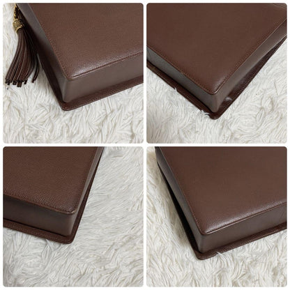 Valentino Garavani Hand Shoulder Bag Tote Purse 2way Logo Leather Brown Auth