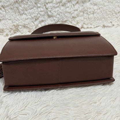 Valentino Garavani Hand Shoulder Bag Tote Purse 2way Logo Leather Brown Auth