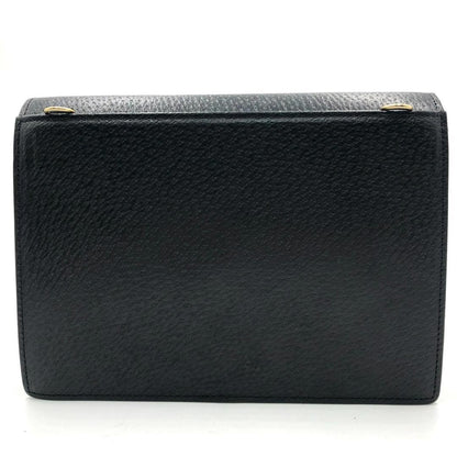 Valentino Garavani Shoulder Bag Purse Logo Leather Black Authentic
