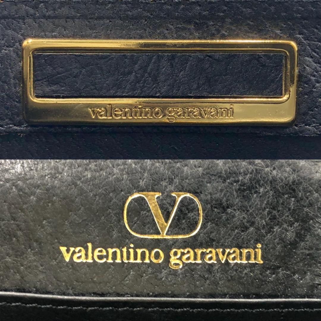 Valentino Garavani Shoulder Bag Purse Logo Leather Black Authentic