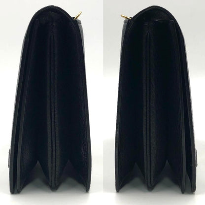 Valentino Garavani Shoulder Bag Purse Logo Leather Black Authentic