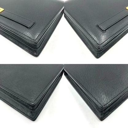 Valentino Garavani Shoulder Bag Purse Logo Leather Black Authentic