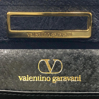 Valentino Garavani Shoulder Bag Purse Logo Leather Black Authentic