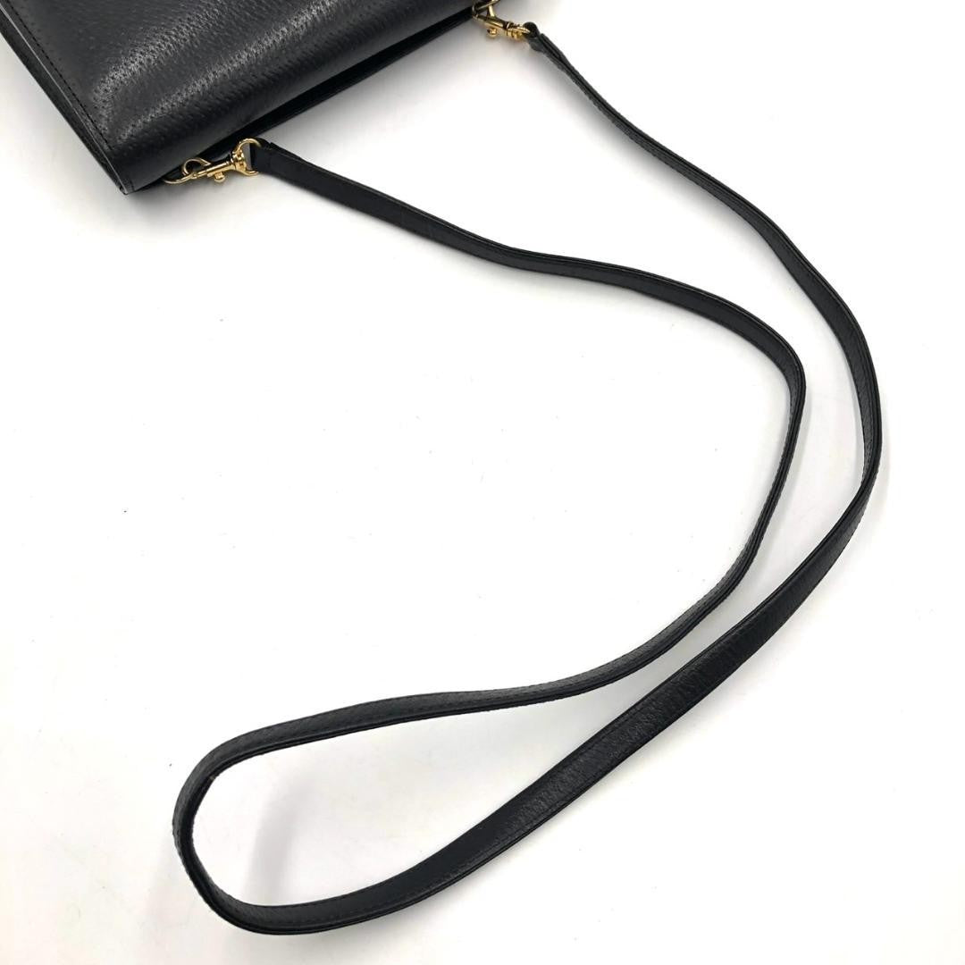 Valentino Garavani Shoulder Bag Purse Logo Leather Black Authentic