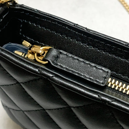 VERSACE Bag Medusa Chain Shoulder Purse Leather Black Chain Gold Used Authentic