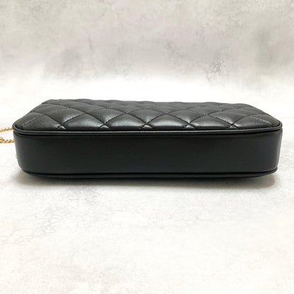 VERSACE Bag Medusa Chain Shoulder Purse Leather Black Chain Gold Used Authentic
